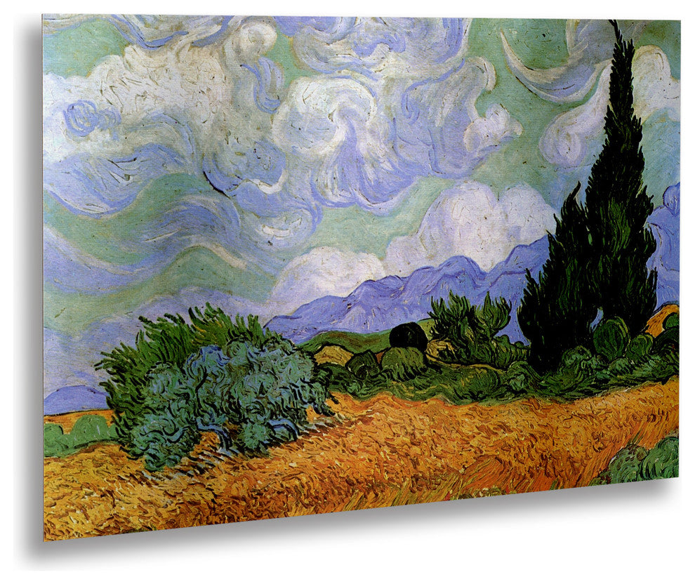 Vincent van Gogh ''Wheatfield'' Floating Brushed Aluminum Art, 22x16