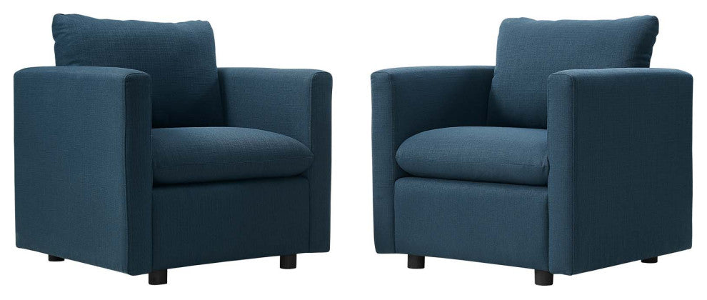 Armchair Accent Chair, Set of 2, Fabric, Navy Blue, Modern, Lounge Hospitality