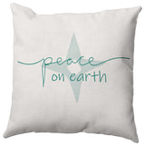 Mint Colored Peace on Earth Christmas Polyester Throw Pillow, 18"x18"