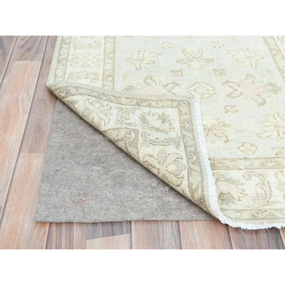 White Dove Afghan Stone Washed Peshawar Wool Hand Knotted Runner Rug 2'8"x9'9"