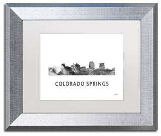 'Colorado Springs Co Skyline' Framed Art, Silver Frame, White Matte, 14x11