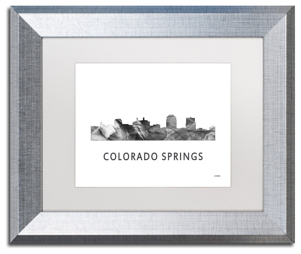'Colorado Springs Co Skyline' Framed Art, Silver Frame, White Matte, 14x11