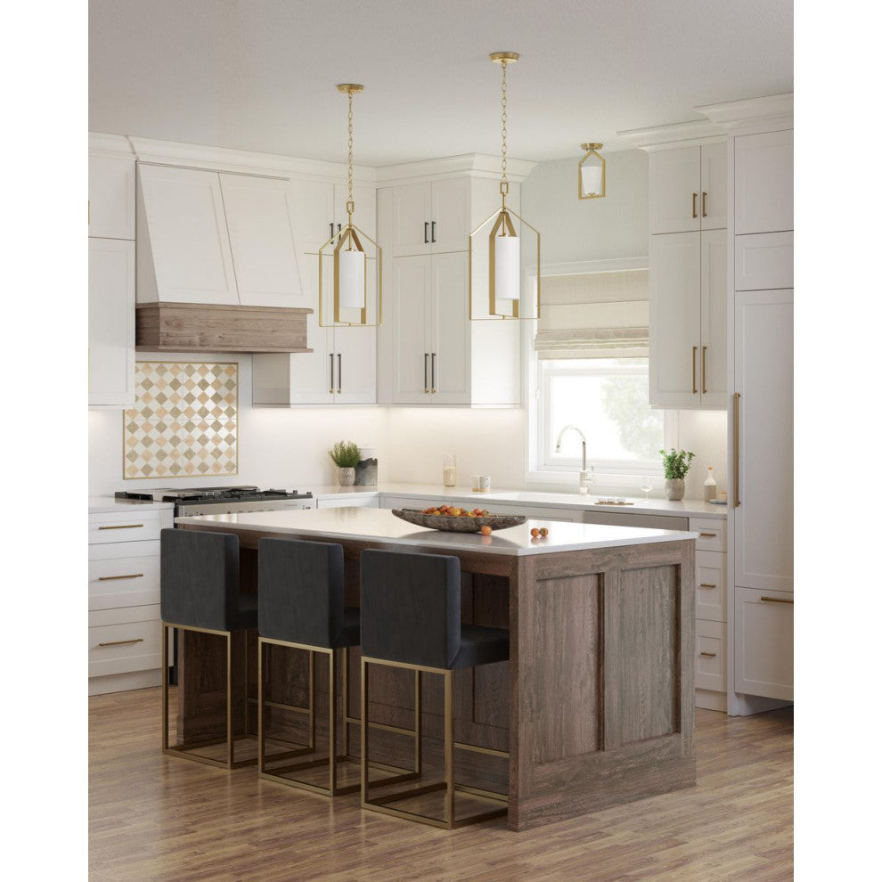 Vertex Collection One-Light Matte Black Etched White Semi-Flush Mount Light