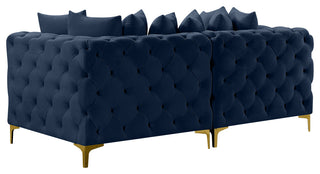 Tremblay Velvet Upholstered 2-Piece Modular Sofa, Navy