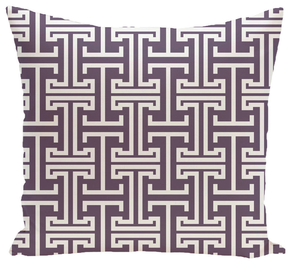 Greek Isles Geometric Print Pillow, Larkspur, 26"x26"