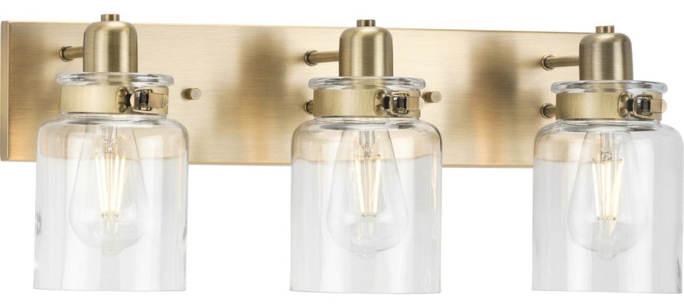 Calhoun Collection Three-Light Vintage Brass Bath Vanity Light