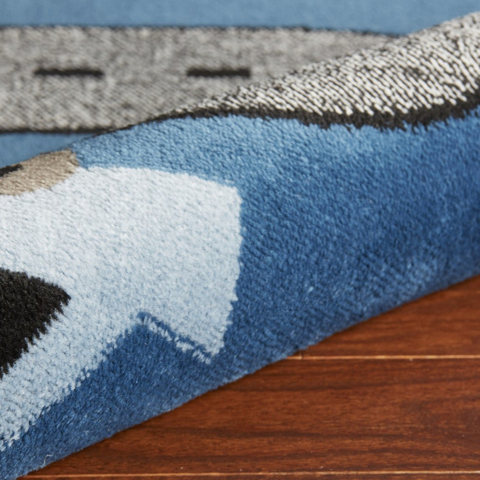 4' x 6' Navy Imaginative Racetrack Area Rug