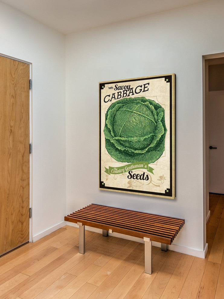 "Seed Packet Cabbage" Painting Print on Canvas