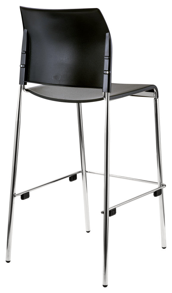 NPS Cafetorium Bar Stool, Plastic Seat, Black