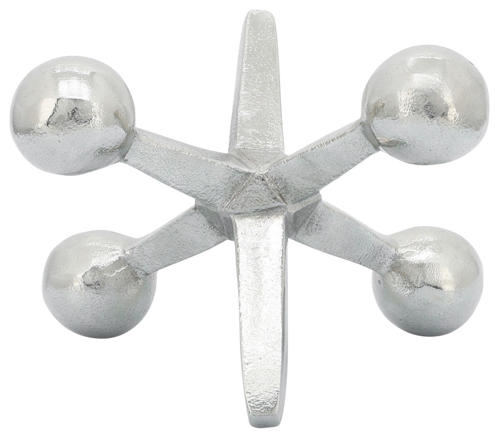 Silver Metal Jacks Decor, 5"