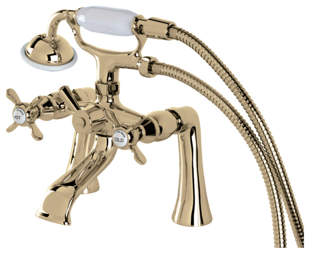 Kingston Brass Clawfoot Tub Faucet With Hand Shower, Polished Brass