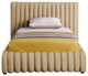 Nico Black Velvet Upholstered Bed, Camel, Twin
