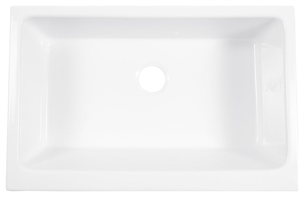 Grace Crisp White Fireclay 34" Single Bowl Quick-Fit Undermount Kitchen Sink