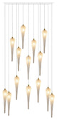 Icicle 14 Blown Glass Chandelier, White, 60", Champagne Glass
