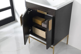 Bathroom Vanity Set, Black Oak Straight Grain, 24", Polished Chrome Hardware