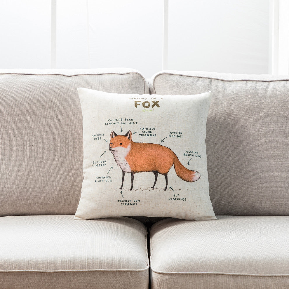 Farmhouse Animals Throw Pillow, Set of 2, Fox