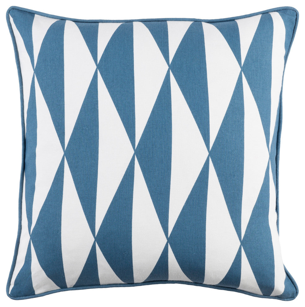 Surya Inga INGA-7029 18"x18" Pillow Kit, Bright Blue/White