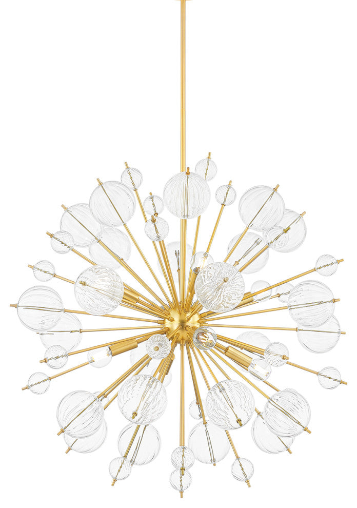 8 Light Chandelier, Aged Brass