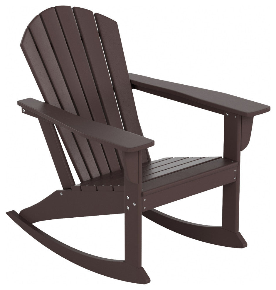 WestinTrends Outdoor Patio Poly Lumber Adirondack Porch Rocking Chair Rocker, Dark Brown