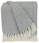 Handloomed Light Gray Cotton Throw Blanket With Tassels