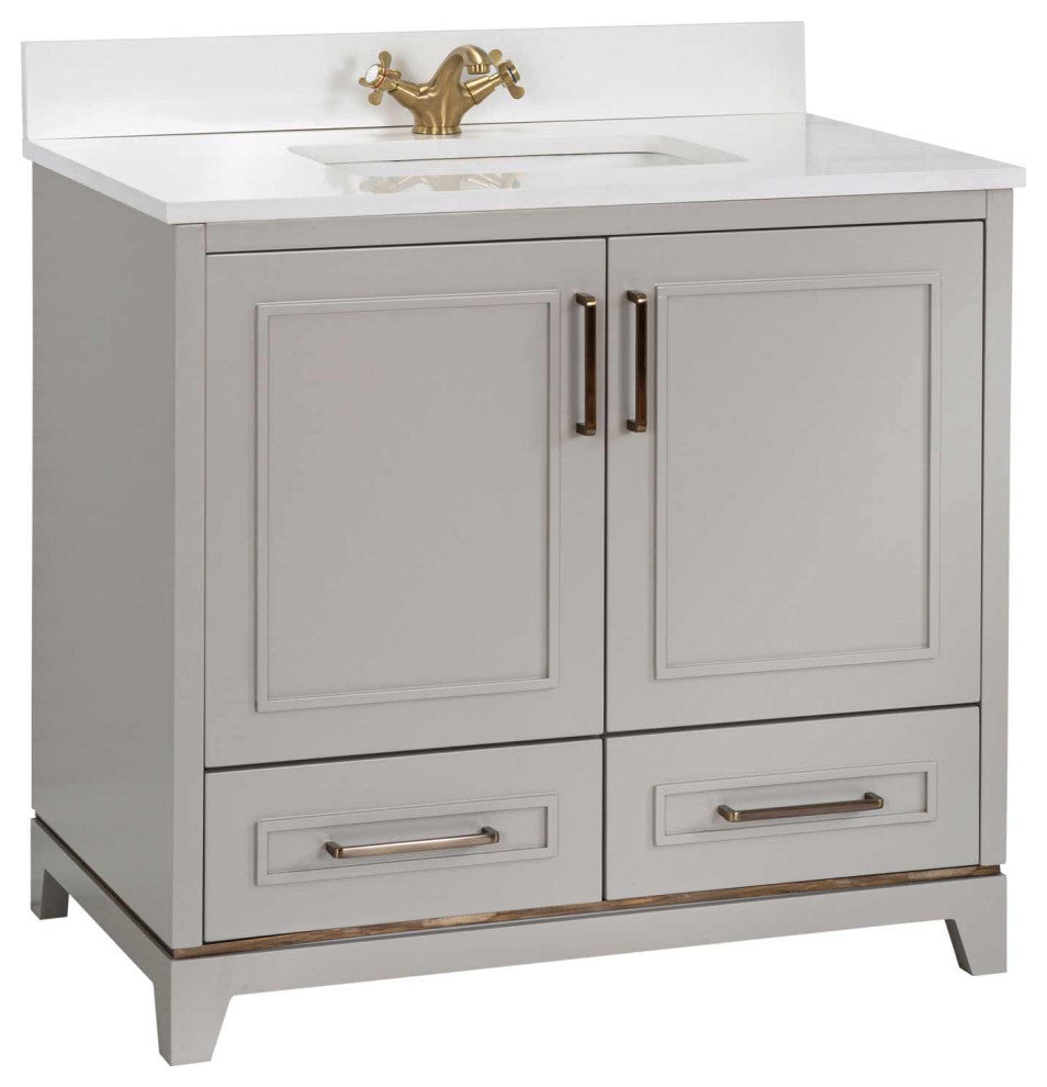 Albia Collection 36" Bathroom Vanity With Sink, Mirror, Countertop, Gray