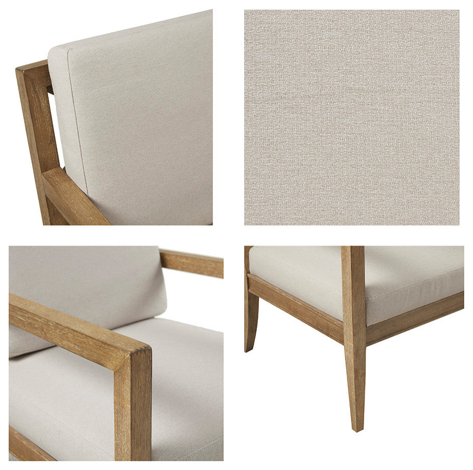 Madison Park Tage Modern Farmhouse Reclaimed Wood Accent Chair, Cream