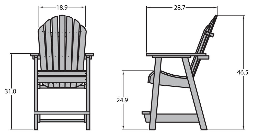 Hamilton Counter Height Deck Chair, Whitewash