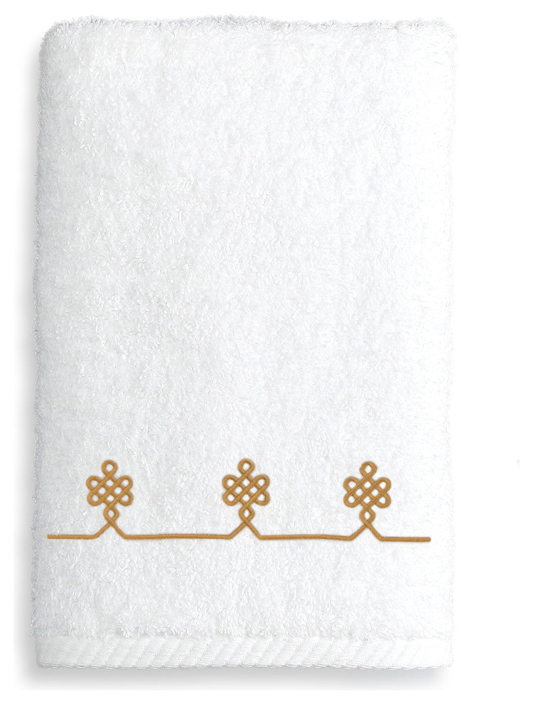 Lattice Hand Towel, White & Gold, 16"x30"