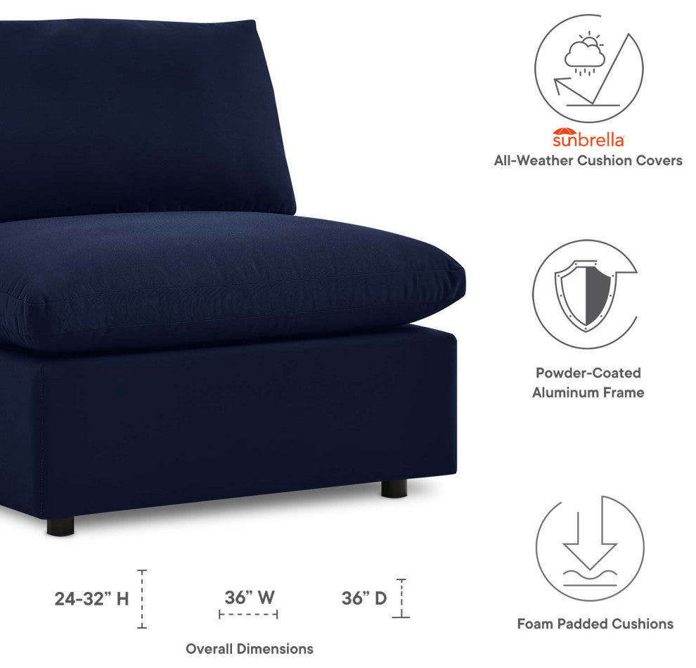 Lounge Sofa Middle Chair, Sunbrella, Blue Navy, Modern, Outdoor Hospitality