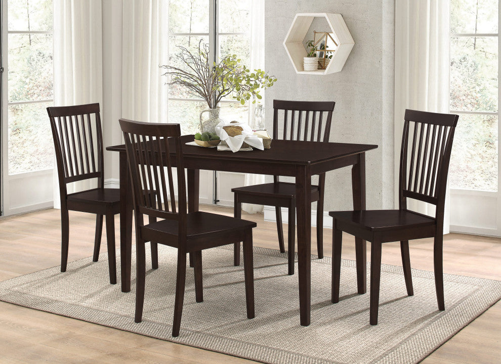 5 Piece Dining Set, Cappuccino Finish