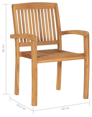 Vidaxl Stacking Garden Chairs, Set of 4, Solid Teak Wood