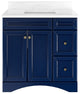 Single Sink Bath Vanity in Navy Blue with White Marble Top and Basin, 36in