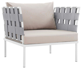 Harmony 5 Piece Outdoor Patio Aluminum Sectional Sofa Set EEI-2621-WHI-BEI-SET