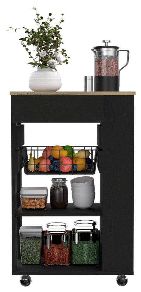 Kitchen Cart Sonex, Kitchen, Black / Light Oak