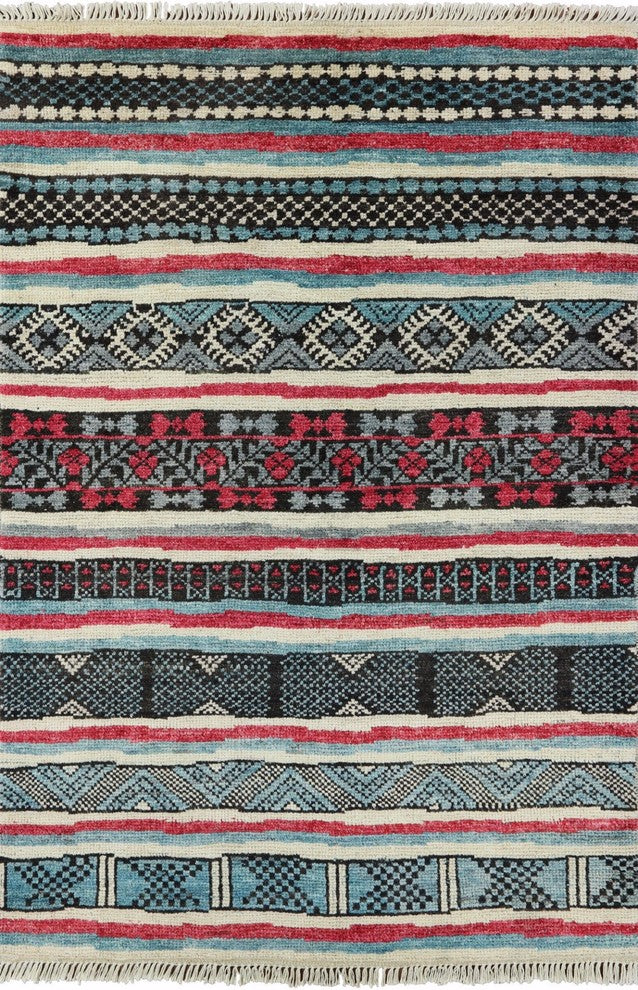 4x6 Hand Knotted Oriental Navajo-Design Moroccan Area Rug, P5125