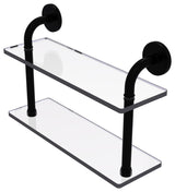 Remi 16" Two Tiered Glass Shelf, Matte Black