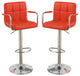 Faux Leather Swivel Hydraulic Bar Stool w/Arms, Set of 2, Red