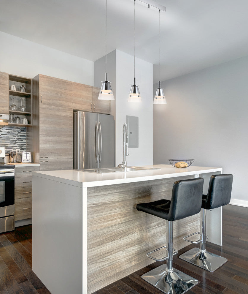 Alain 1-Light Adjustable Metal Integrated LED Pendant, 19.5"