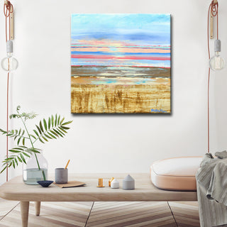 Red Horizon' Canvas by Leslie Owens, 12"x12"