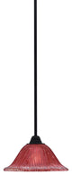 Paramount Mini Pendant, Matte Black, 10" Raspberry Crystal Glass