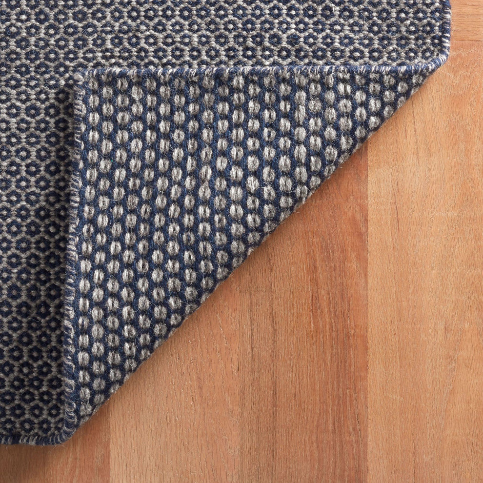 Dash & Albert Honeycomb Indigo/Grey Handwoven Wool Rug, Blue, 5' x 8'