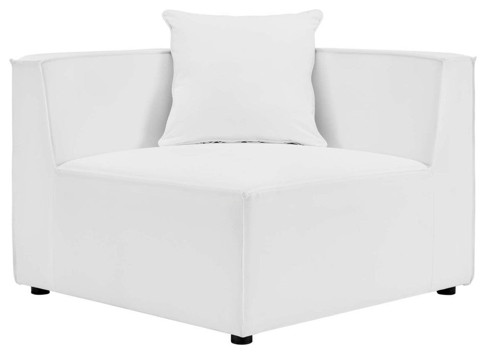 Lounge Sectional Sofa Set, Fabric, White, Modern, Outdoor Patio Balcony Garden