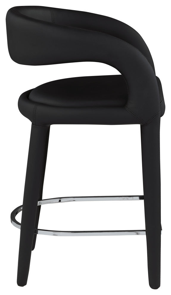 Sylvester Faux Leather Stool, Black