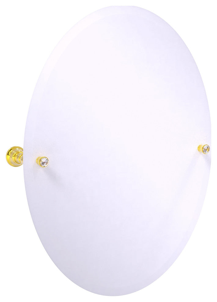 Carolina Crystal Frameless Oval Tilt Mirror with Beveled Edge, Polished Brass