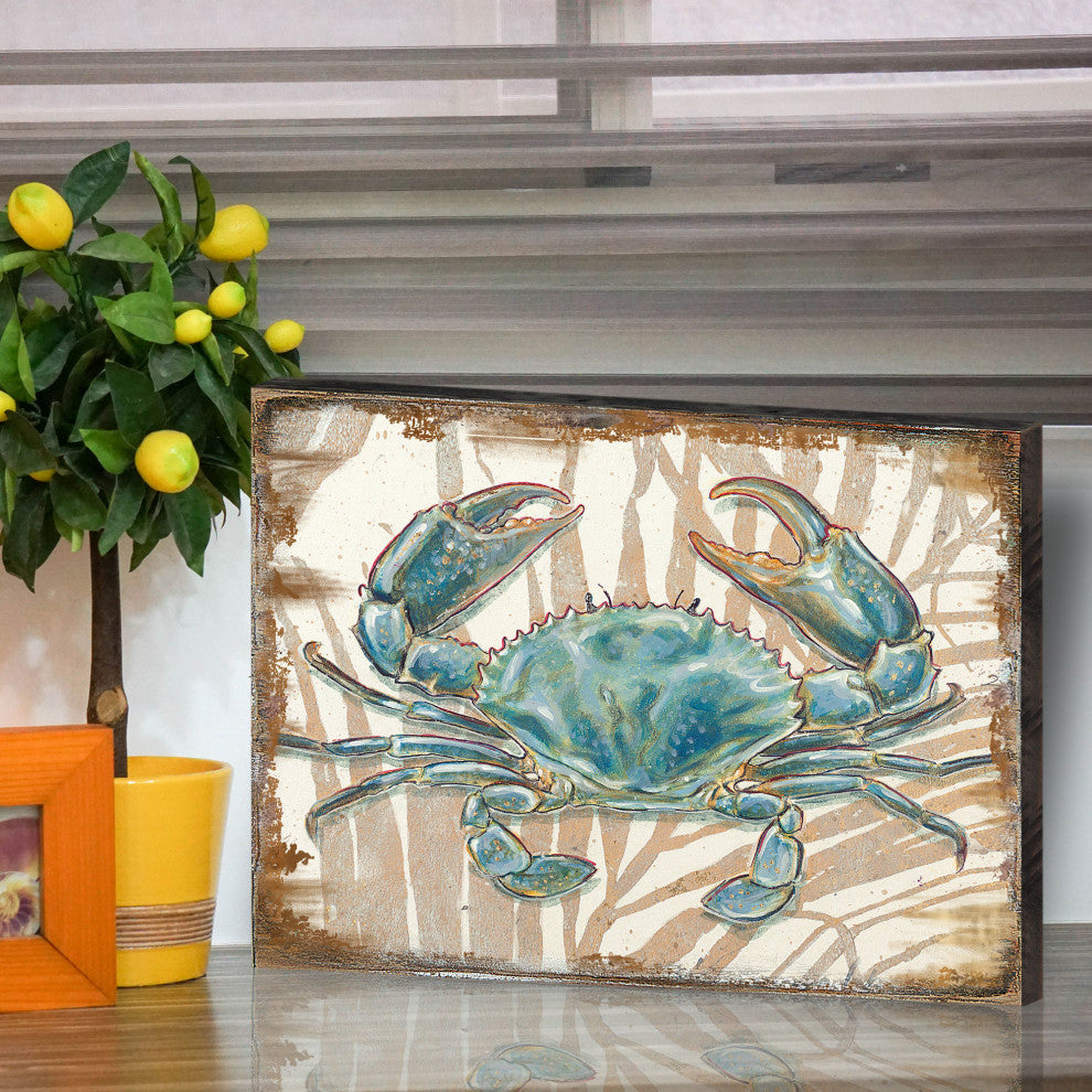 Scenic Crab Wooden Block, 18 X 12