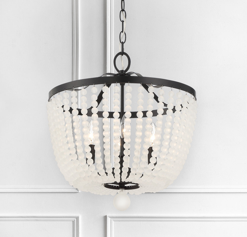 Rylee 4-Light Matte Black Chandelier Frosted Beads