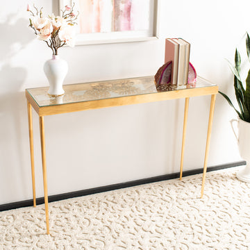 Safavieh Leilani Palm Leaf Console Table, Gold/Glass