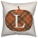 Plaid Pumpkin Monogram L 18x18 Spun Poly Pillow