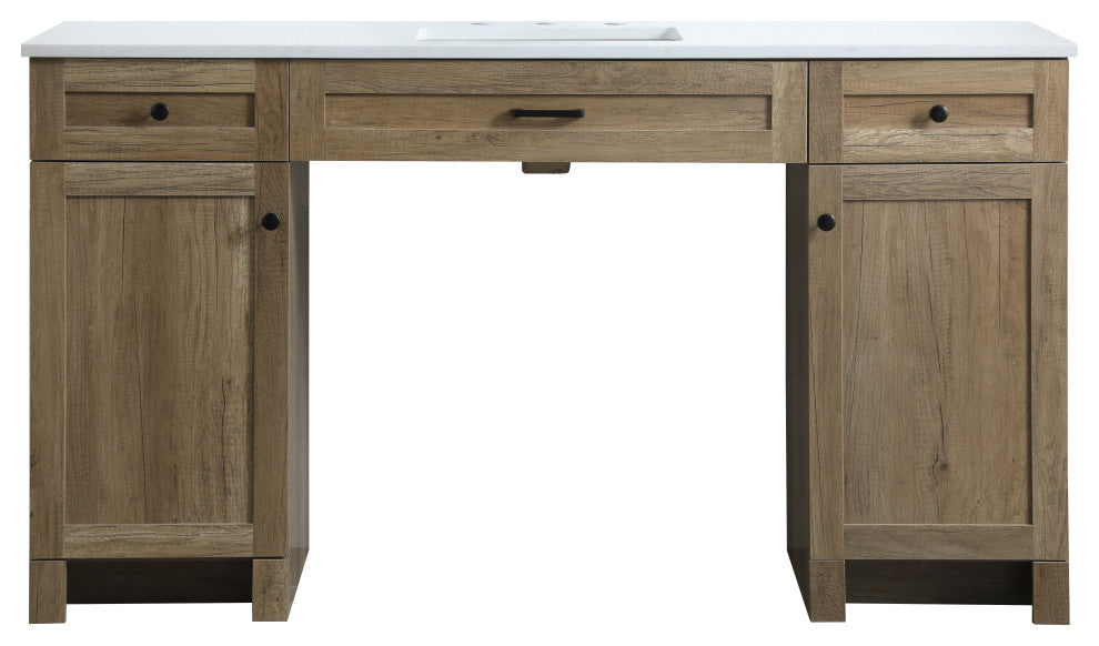 60" ADA Compliant Bathroom Vanity, Natural Oak