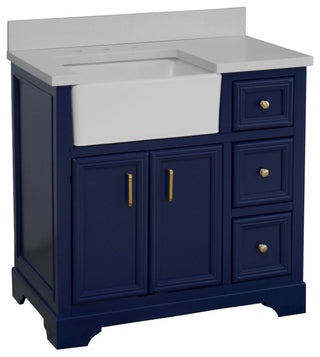 Zelda 36" Bathroom Vanity, Base: Royal Blue, Top: Quartz